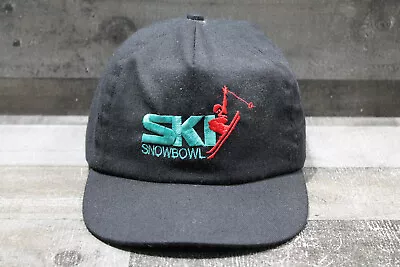 VTG Ski Snowbowl Strapback Dad Cap Hat Adult Adjustable Black Embroidered • $10.69