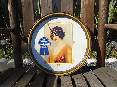 PABST BLUE RIBBON 1920’s FLAPPER GIRL 11 INCH TIN BEER TRAY. WISCONSIN • $21