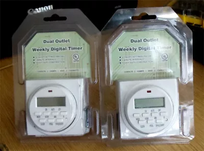 2xDigital 7 DAY DUAL OUTLET DIGITAL TIMER Programmable 15 Amps 1725w UL Listed   • $29