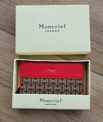 Moncrief Red Beige Interlock Monogram Bridget Wallet Rrp £235   BNIB • £49.99