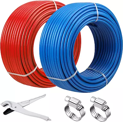 PEX Pipe 1/2 Inch 100Ft 2 Rolls PEX Tubing EVOH PEX-B Pipe Non Oxygen Barrier Du • $93.99