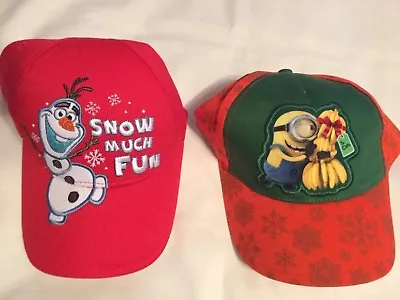 2 Boy Baseball Cap Hat Youth Toddler Frozen Olaf + Minion Christmas Holiday • $16.99