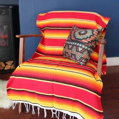 Dragstrip Kustom Fire Serape Isla Mexican Blanket Southwestern Blanket • £35