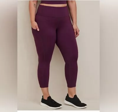 Torrid Leggings Women 2X Purple 3/4 Length Pockets Tagless Active Gym Athleisure • $19.92