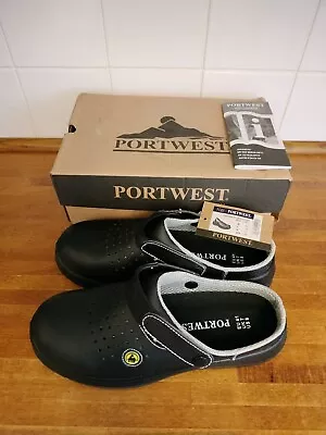 Portwest Perforated Black Safety Clog Size 7 New Boxed. • £30