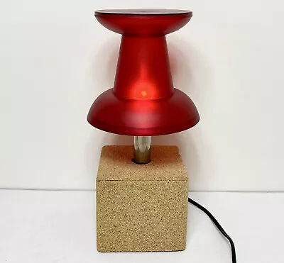 Red Pushpin Thumbtack Table Lamp Cork Base MCM Style Justin Cheung Visual_NR!! • $99