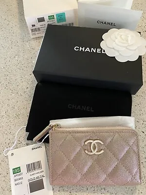 $1150 • Buy Authentic New NWT Chanel O Key Holder Card Coin Case Pouch Wallet Beige Gold