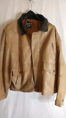 Vintage Tannery West Bomber  Mens XL Distressed Brown Leather Read • $24.75