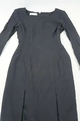 Vintage Ann Tobias Women 8 Black Sheath Long Sleeve Dress Lace Accent NWOT F113 • $44