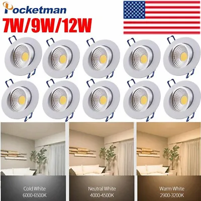 10Pack COB Ceiling Light 7W 9W 12W Dimmable Led Recessed Ceiling Light Spot Lamp • $80.99