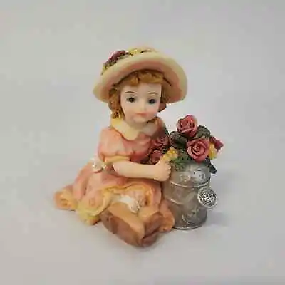 Montefiori Collection Figurine Girl With Watering Can & Flowers - Collectible • $24.99