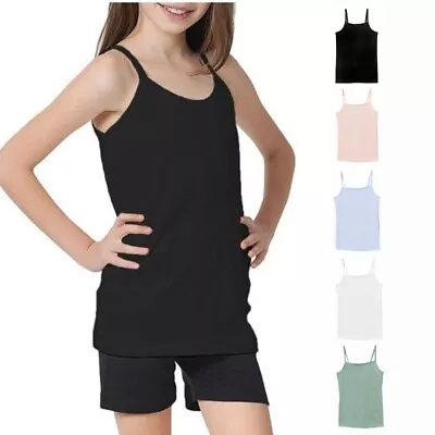 £4.99 • Buy Girls Children Tank Top Vest Strappy Girls Kids Cami Top Clothing Stretchy Vest 