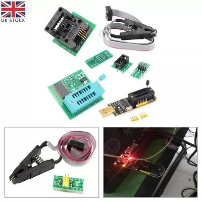 Usb Ch341a Bios Eeprom Programmer+Soic8 Clip+Soic8 Adapter+1.8v Adapter Kits New • £12.99
