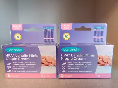 6 X Lansinoh HPA Lanolin Cream 7ML.Sore Nipples & Cracked Skin.Mini Travel Size. • £16.99