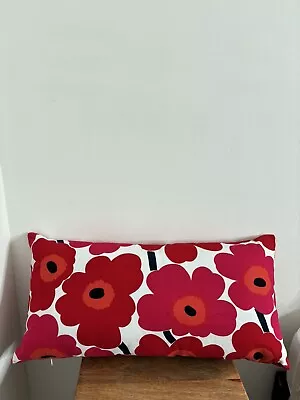 Marimekko Unikko Pink Orange Poppies Lumbar Pillow “B” • $39.99