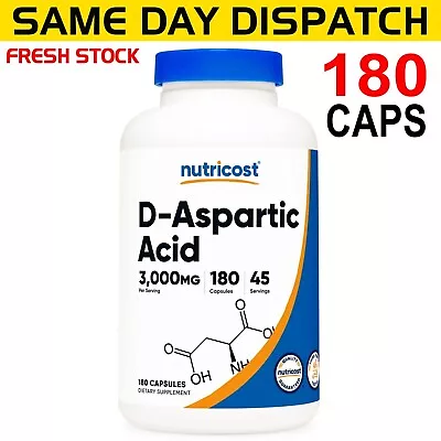 Nutricost D-Aspartic Acid DAA 3000mg PREMIUM QUALITY 180 Capsules AU STOCK!! • $44.95