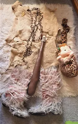 £45 • Buy 11 Piece Cave Girl WOMEN S Outfit Hand Made Sheep Skins. Accessories And Boots 6