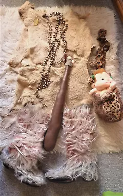 £39 • Buy 11 Piece Cave Girl WOMEN S Outfit Hand Made Sheep Skins. Accessories And Boots 6