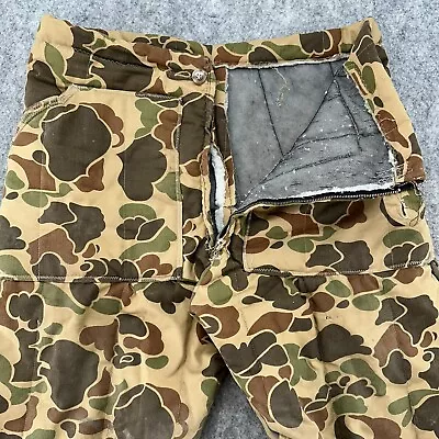 VINTAGE Hunting Pants Mens 38x30 Brown Woodland Duck Camo Thermal Insulated 90s • $7.96