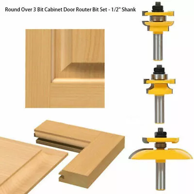 3pc/set 1/2  Shank Raised Panel Cabinet Door Router Bit Woodwork Cutter Tool Hot • £27.99