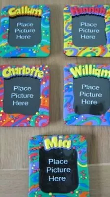 Childrens Named Photo Frame 14 X 12cm Bright And Funky Colour Splash Round Edges • £4.99