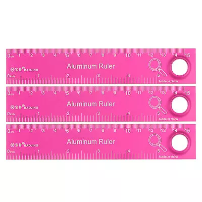 3pcs Straight Ruler 6 Inch Metric English Magnifier Measuring Tool Hot Pink • $15.37