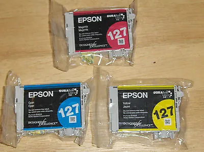 Genuine Epson 127 Color Set Of 3 Pack Ink Cartridges T127 Extra High Yield • $44.89