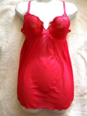 Marily Monroe Sexy Red Lace Lingerie Nightwear Soft Lace Underwire Size L. • $23.95