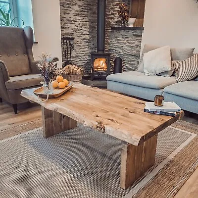 Live Edge Chunky Rustic Farm Style Coffee Table Rustic Solid Wood • £169.97