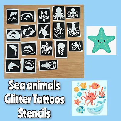 £0.99 • Buy Glitter Tattoo / Face Paint Stencils. Sea Animals Dolphins  X 15+ Children Birth