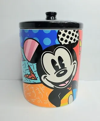 Disney Romero Britto Mickey Mouse Ceramic Biscuit Cookie Jar Storage Canister  • $32.49