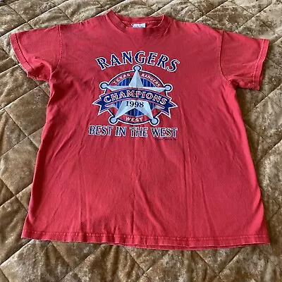 Vintage 1998 Texas Rangers T Shirt USA MLB Champions Best In The West Woman’s XL • $24.99