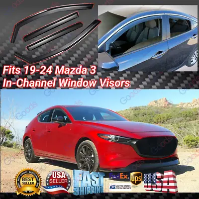 Fits Mazda3 Hatchback 2019-2024 In-Channel Window Visor Sun Rain Guard Deflector • $49.79