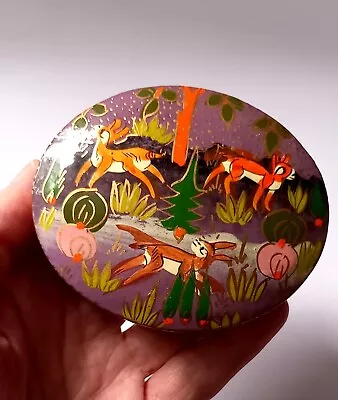 £15.10 • Buy Vintage Kashmiri Lacquered Papier Mache Trinket Box. B15