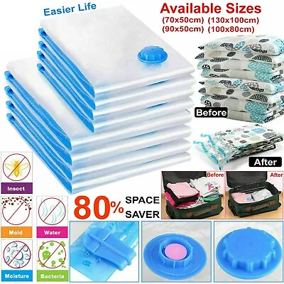 Strong Vacuum Storage Bags VAC Space Saving Compressed Bag Vaccum Pack Saver UK • £2.99