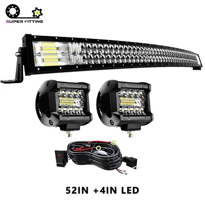 For Silverado 1500 2500 52'' 5D Curved LED Light Bar+Wiring / 2X4'' Work Pods • $93.55