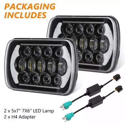 Pair LED UPGRADE HEAD LAMP 5X7  HEADLIGHT REPLACEMENT HI/LO DRL For Toyota Hilux • $64.99