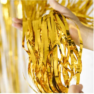 £1.23 • Buy 2M-3M Self Adhesive Foil Fringe Tinsel Shimmer Curtain Happy Birthday Party Door