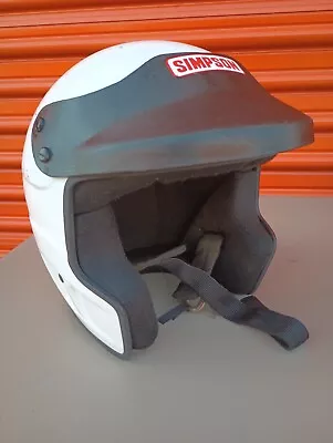 Vintage  Simpson Safety  Cruiser Open Face Helmet White Carbon X Liner  1991  • $135