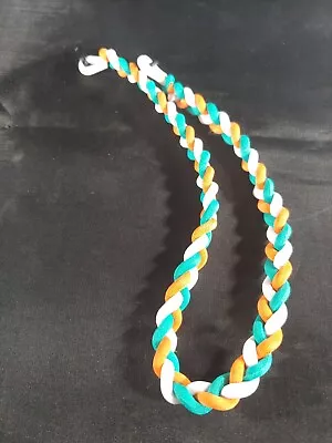 Necklace Braided Titanium Necklace 3 Twisted Rope ORANGE TEAL & WHITE - Miami • $16.88