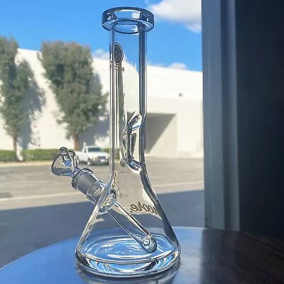 8  Clear Fixed Stem Beaker Popped Holes Glass Bong  Tobacco Hookah • $28.95