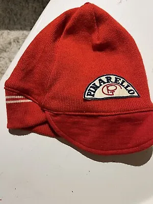Vintage Pinarello Cycling Cap  80% Wool Winter Cycling Cap RED Italian Santini • $500