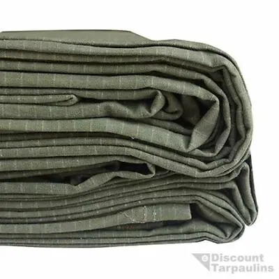 Canvas Army Grade Tarp With Rip Stop Weave (14 Oz) Green  • $80