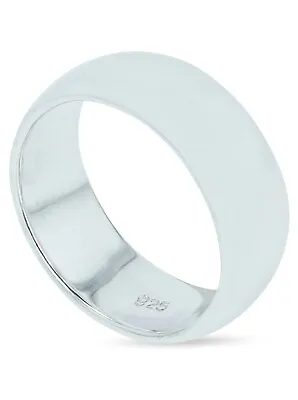  MENS Sterling Silver Band Polished Ring  8MM Wide Sizes G-Z 20 Different Sizes  • £19.99