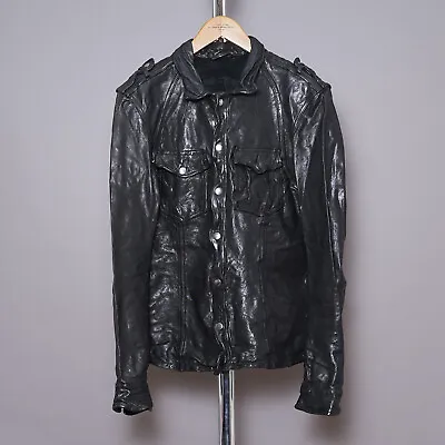 ALL SAINTS MCKAY Leather Shirt Jacket Mens Black Moto Celebrity EXTRA SMALL • £249.99