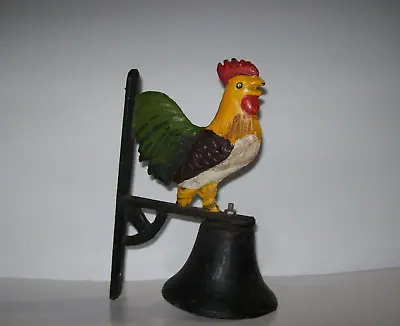 Vintage Cast Iron Rooster Chicken Wall Mount Dinner Bell Farm Rustic Cabin • $24.95