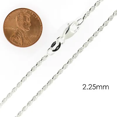 Real Solid Sterling Silver Diamond Cut Rope Chain Mens Boys Bracelet Or Necklace • $7.99