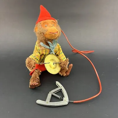 Antique Red Monkey Cymbal Clapping Mechanical Toy Vintage Chimp Musical • $65