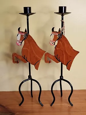 Handcraft Metal Candlesticks Holders (Pair) Horse Rustic Farmhouse Decor 14 1/2  • $24.99