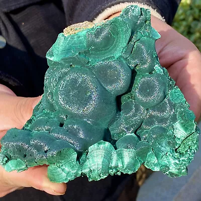 1.43LB Natural Green Malachite Crystal Block Quartz Pattern Specimen • $0.99